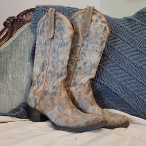 LANE Saratoga Boots sz 7.5 Grey and Turqoise
